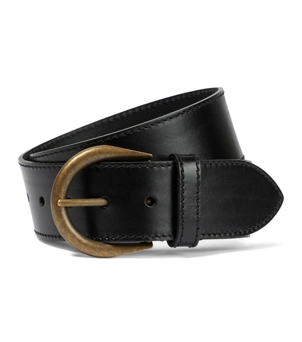 NIB Saint Laurent YSL Men's Belt Size 90 Croissant Wide Black Leather $445